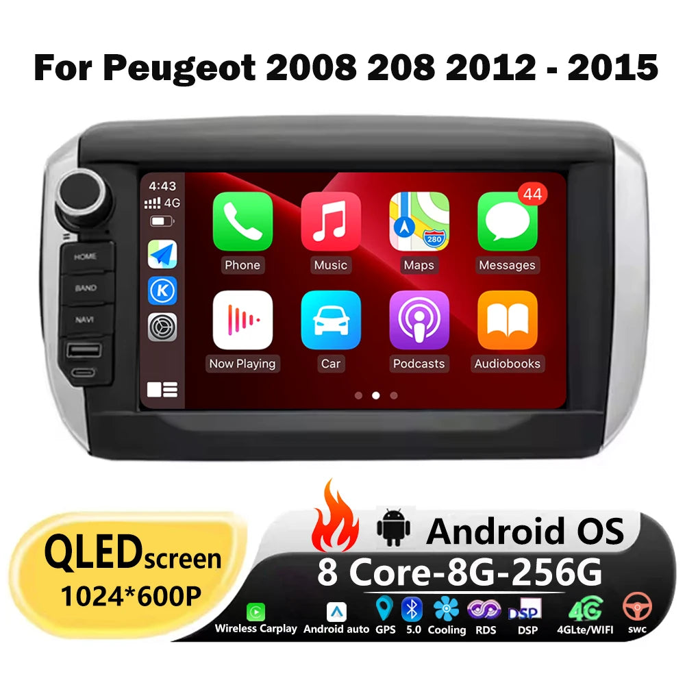 Android 16 Auto For Peugeot 2008 208 2012 - 2015 Car Radio Multimedia Player GPS Navigatio