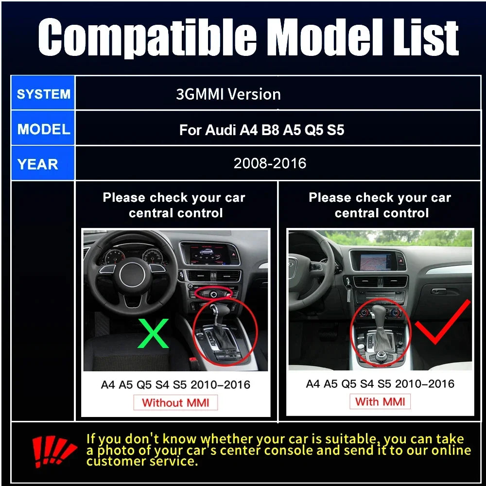 Wireless CarPlay Android Auto for Audi A4 A5 Q5 S5 B8 2008-2016 With 3G MMI, ModelWith Mir | AUTOKITSHOP