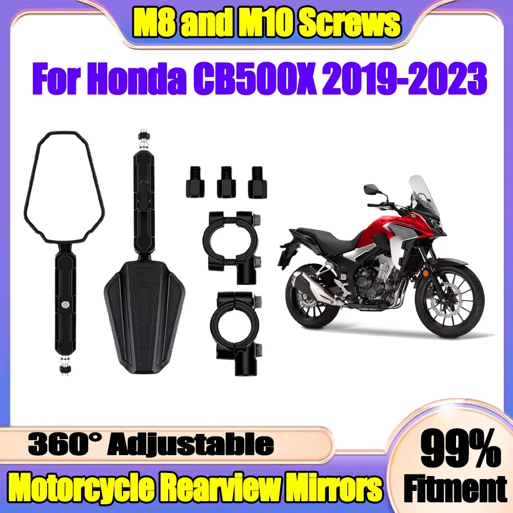 360° Adjustable With Screw 8mm 10mm Folding Motorcycle Rearview Mirrors Off Road Adv Wide