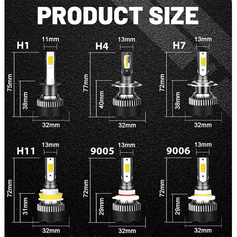 600W 800000LM Car Haedlight H4 H7 H1 LED H8 H11 9005 9006 HB3 HB4 H27 880 881 9007 9008 43