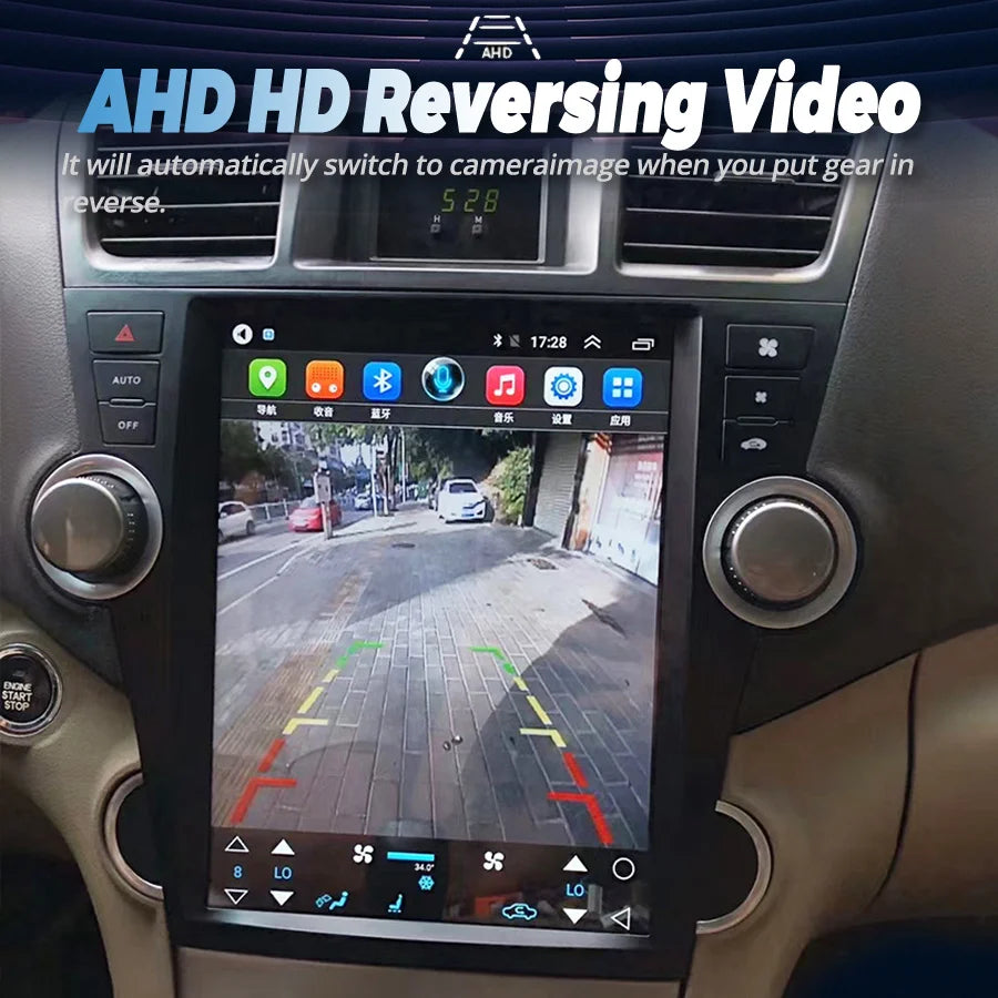 Android 14 Screen For Toyota Highlander 2007-2013 Navigation Auto Car Radio Multimedia Vid