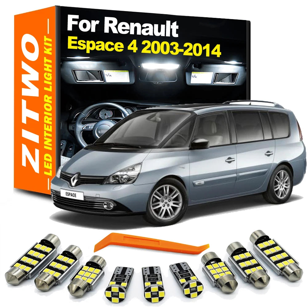 ZITWO Complete LED Interior Dome Reading Light Door Bulb Kit For Renault Espace 4 IV MK4 2003-2006 2009 2010 2011 2012 2013 2014