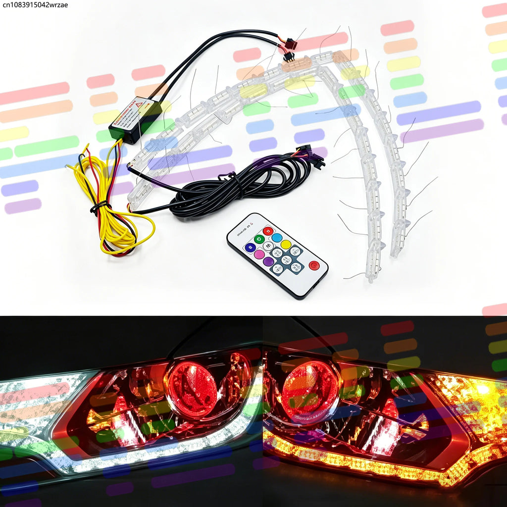 1 Set Flexible LED Strip DRL Daytime Running Light Waterproof Sequential Flow Headlight Sw | AUTOKITSHOP
