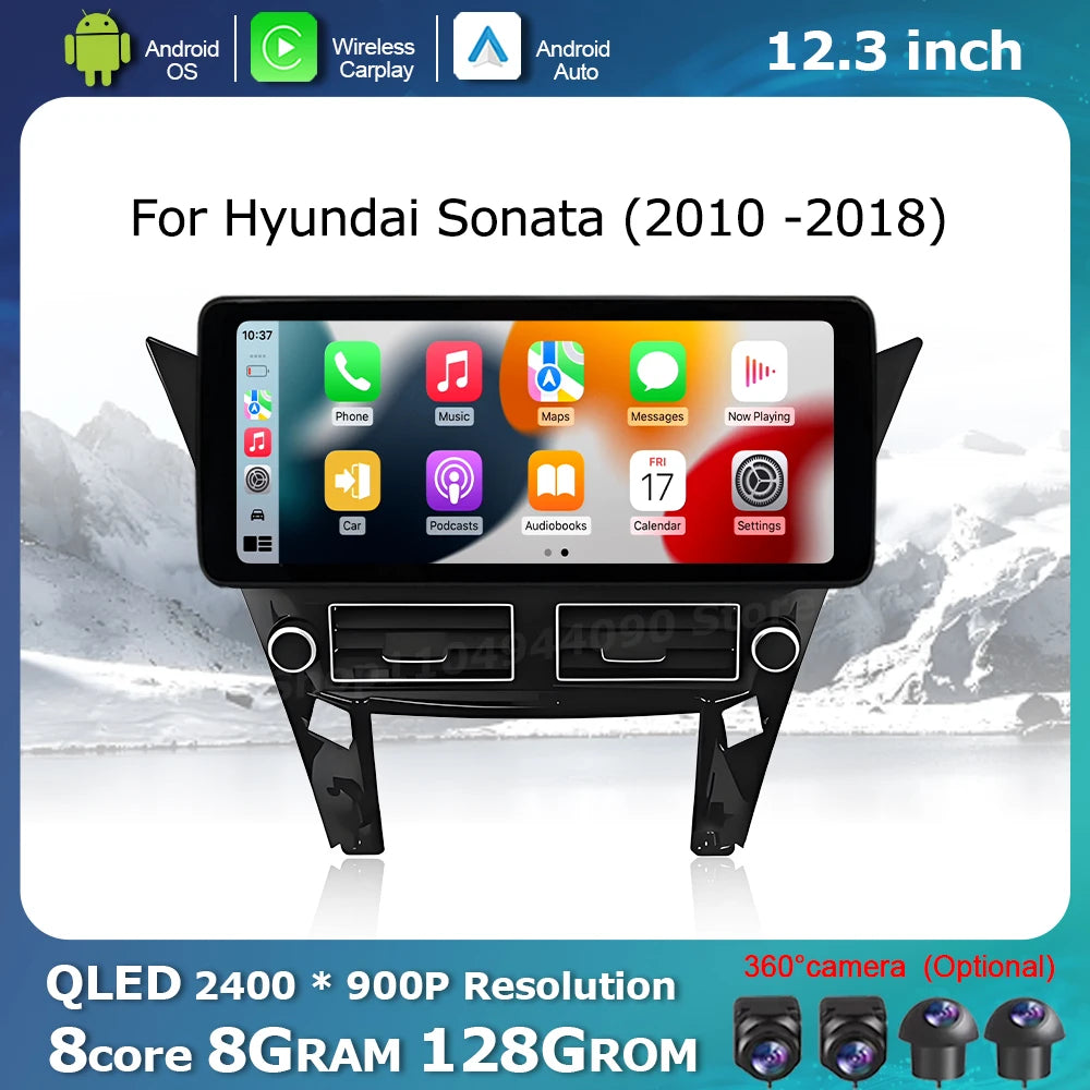 Android OS QLED Car Touch Display Screen for Hyundai Sonata 2010 - 2018 Multimedia Radio P