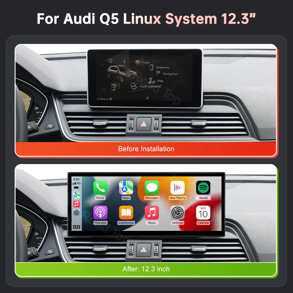 RoadTop Wireless CarPlay Car Multimedia Display Screen For Audi Q5 2018-2019 MIB2 System w | AUTOKITSHOP