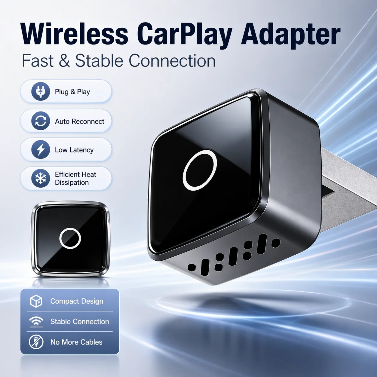 2026 Upgraded 2-in-1 Wireless CarPlay & Android Auto Adapter, Type-C Port | Wired to Wirel