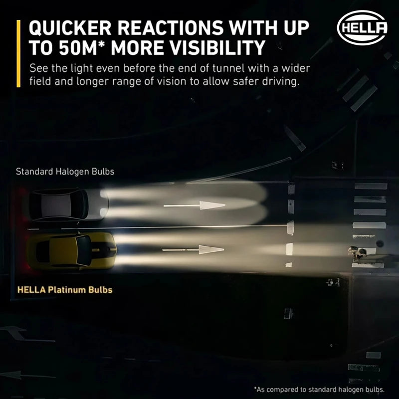 HELLA H7 H4 H11 HB3 9005 Halogen Headlight Up to 100% More Brightness Car Genuine Original