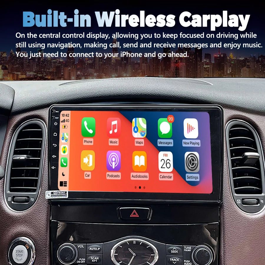 9" Android 15 For Infiniti QX50 EX25 EX35 2013-2020 Wireless Carplay Car Stereo Radio WIFI