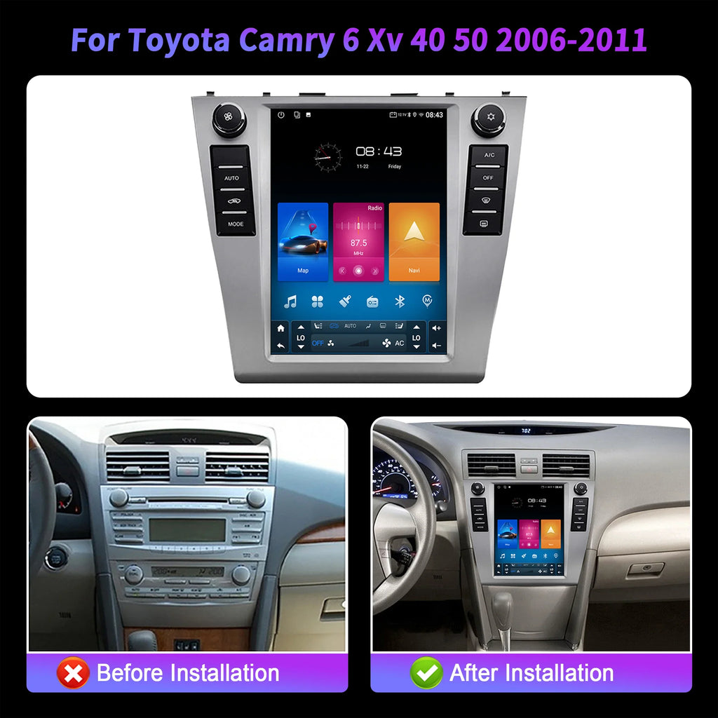 9.7 inch Car Radio Multimedia For Toyota Camry 6 Xv 40 50 2006-2011 Android 14 Wireless BT