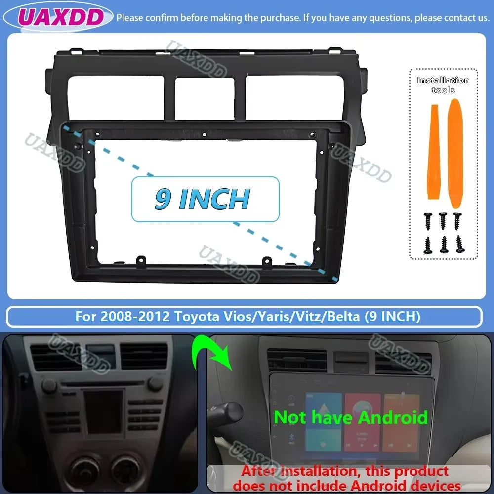 For 2004-2012 Geely MK Toyota Vios Yaris Vitz Belta 9inch cd radio android stereo frame pa