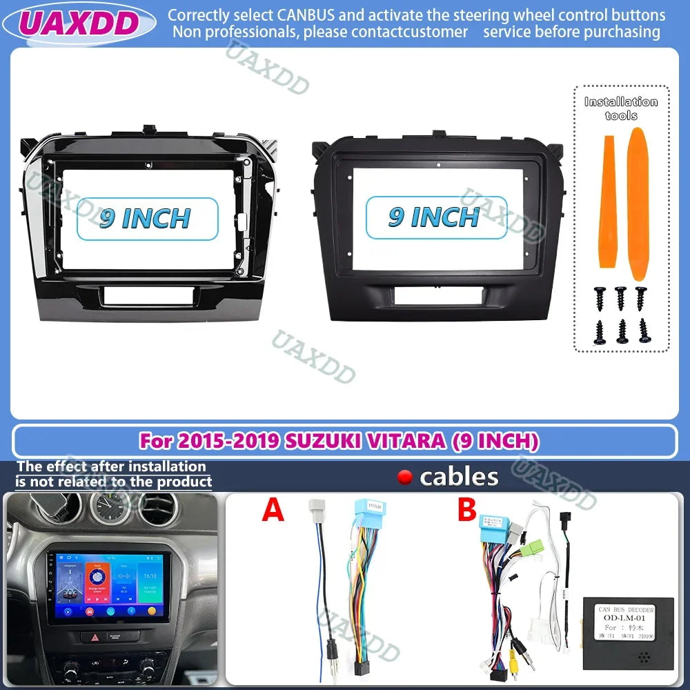 2 din 9 inch Car Radio installation DVD GPS Plastic Fascia Panel frame For SUZUKI Vitara 2