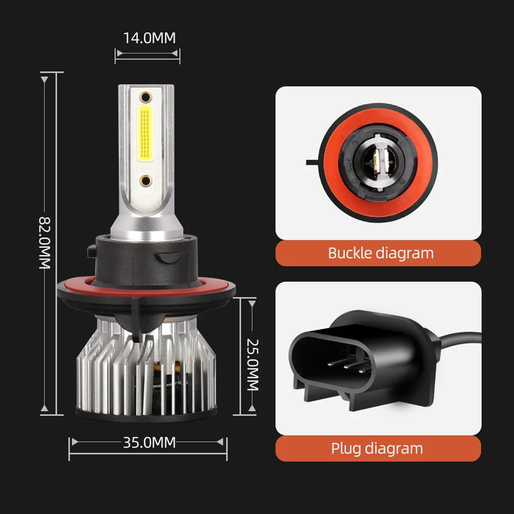 H13 High Low Beam Canbus Car LED Headlight Bulbs 12V 6000K White Turbo HeadLamp H11 LED Fo