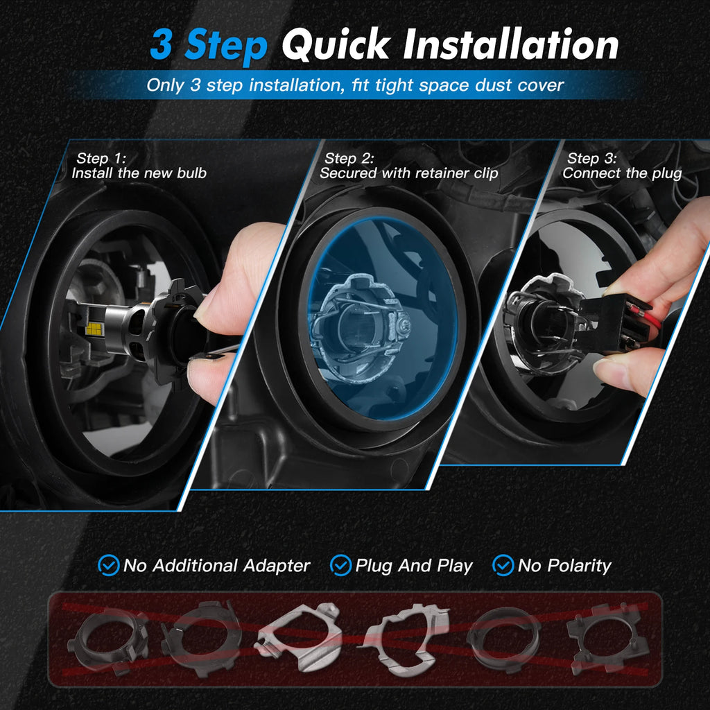 BEVINSEE 70W 12000LM H7 H11 H1 LED CANBUS Headlight Bulbs HB3 9005 HB4 9006 H8 H9 H27 880