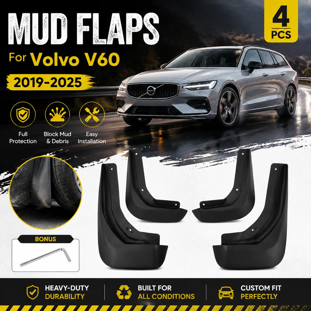 For Volvo V60 2019~2025 4PCS Car Mudguards Wheel Mud Flaps Splash Guards Front Rear Fender | AUTOKITSHOP