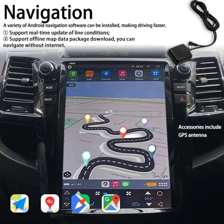 Tesla Navigation CARPLAY Stereo For Toyota Fortuner AN50 AN60 HILUX Revo Vigo 2008 2014 An