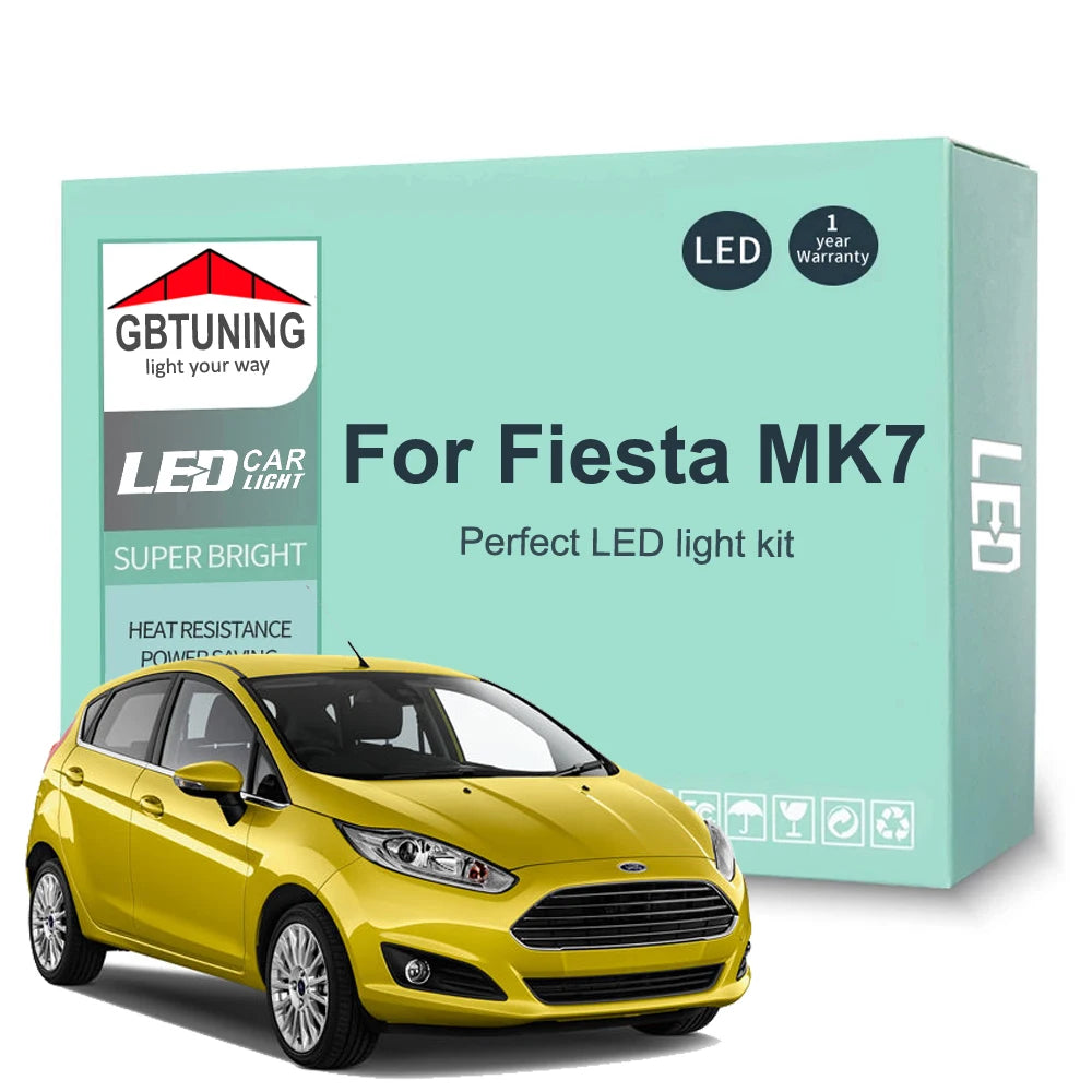 11-Piece LED Interior Light Kit for Ford Fiesta MK7 2008-2012 - Canbus Dome Map Door Trunk Bulbs | AUTOKITSHOP