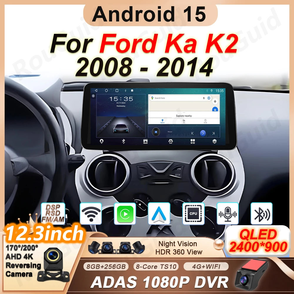 Android 15 Car Radio For Ford Ka K2 2008 2009 2010 2011 2012 2013 2014 Carplay Multimedia  | AUTOKITSHOP
