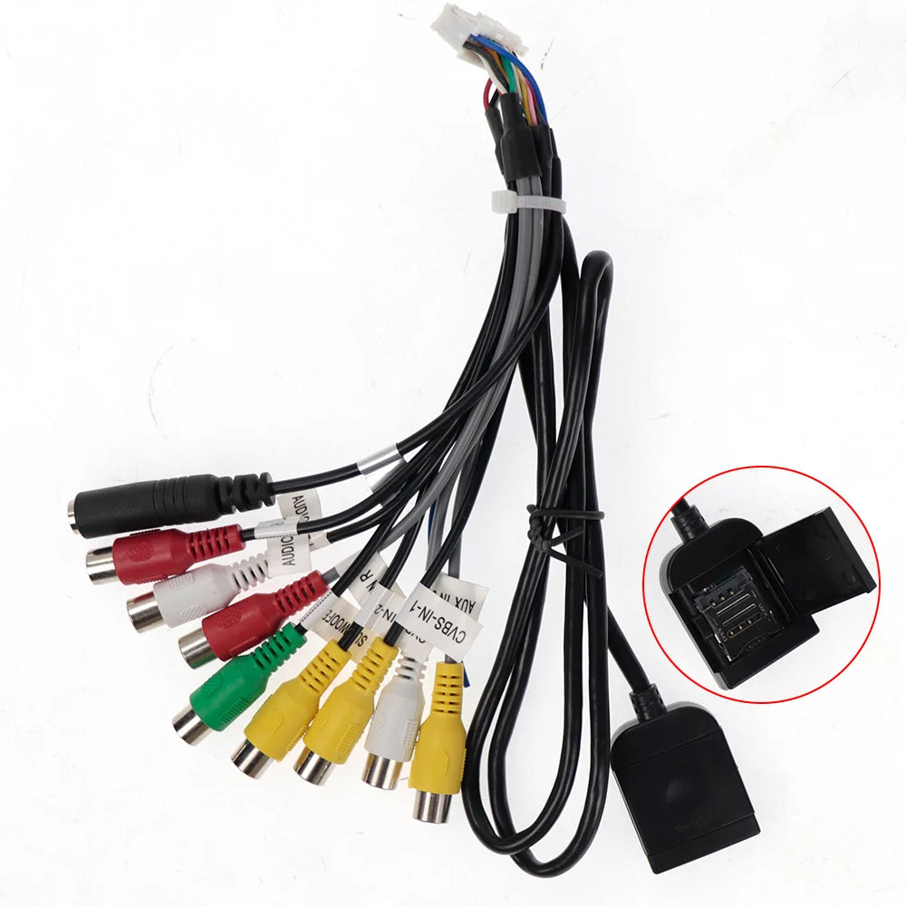 20 Pins Harness Cable With 4G SIM Slot Micrphone Input 4 Way RCA L/I Car Android Media Pla
