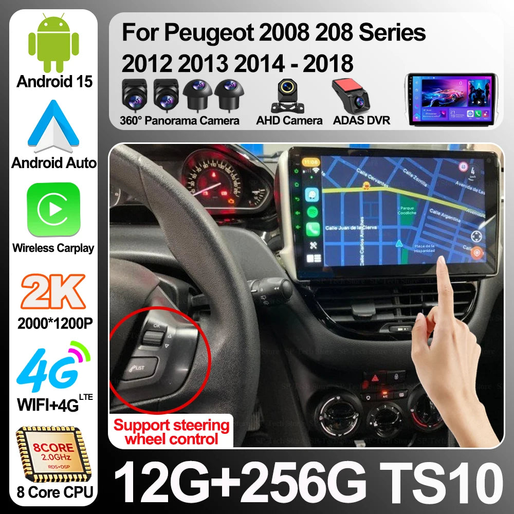 Android 16 For Peugeot 2008 208 Series 2012 2013 2014-2018 Car Radio Multimedia Video Play | AUTOKITSHOP
