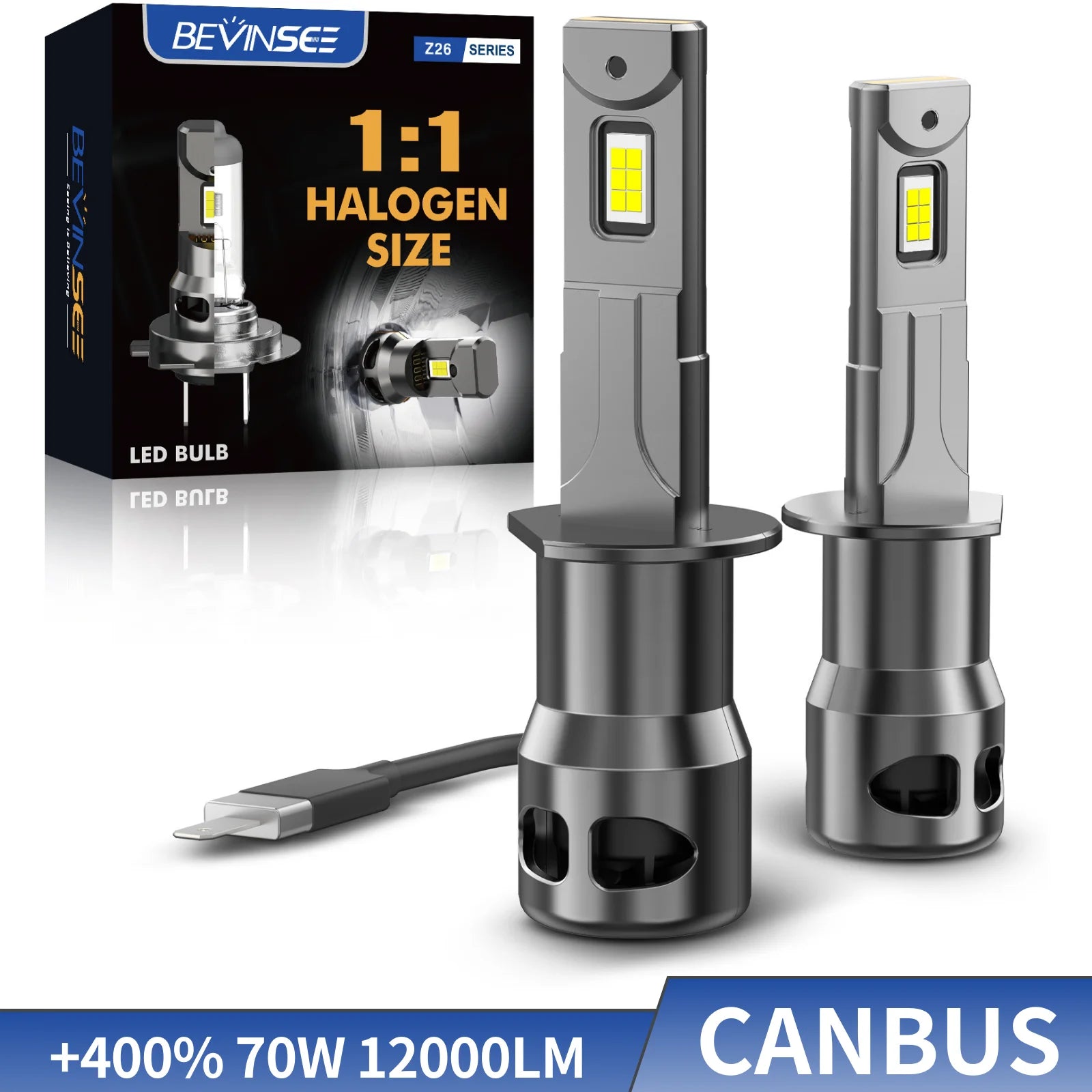 BEVINSEE 70W 12000LM H1 H3 LED Light Bulbs CANBUS No Error 880 881 LED Fog Lights For Car