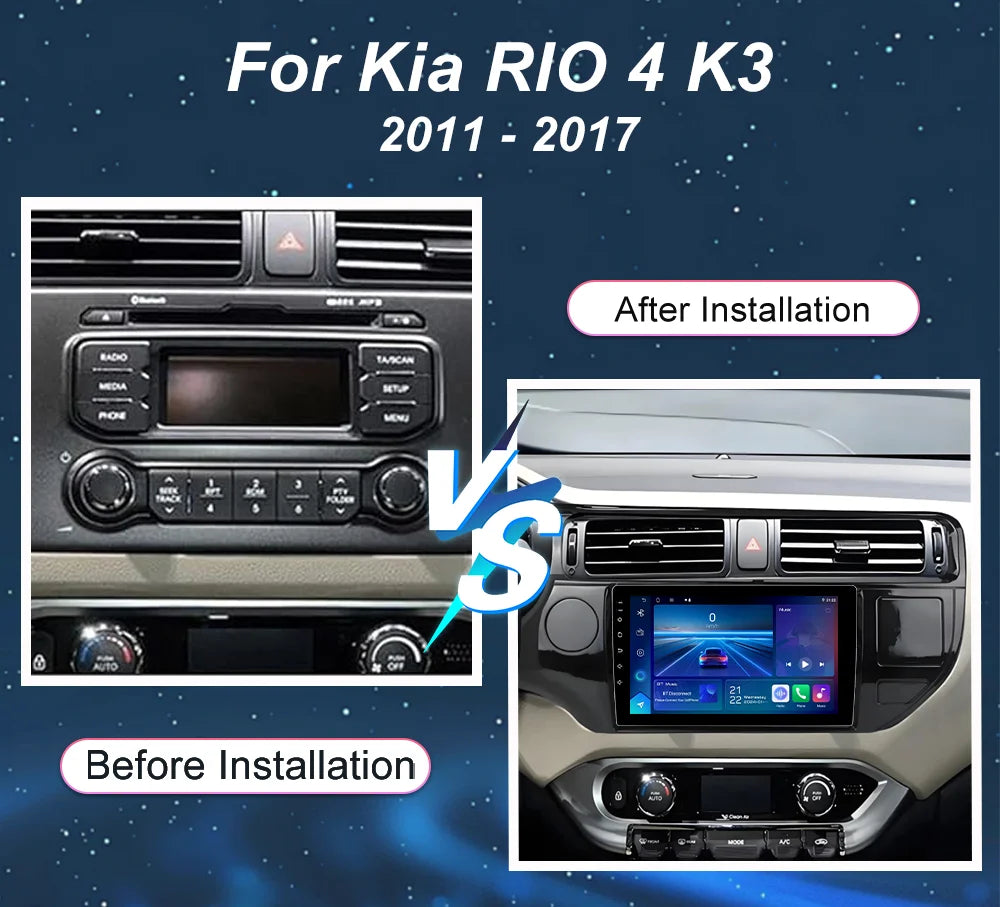 Android 16 For Kia RIO 4 K3 2011 2012 2013 2014 - 2017 Carplay Car Radio Navigation GPS Mu