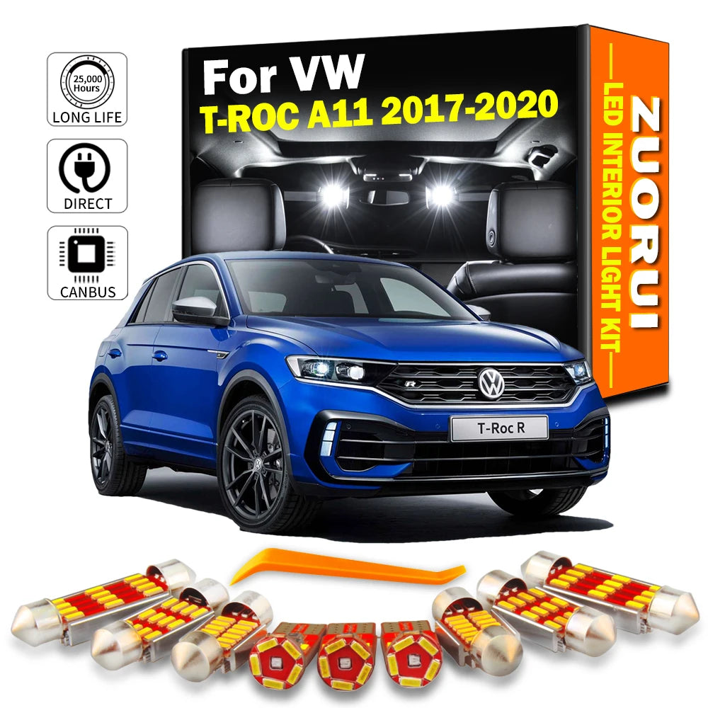 16-Piece LED Interior Light Kit for Volkswagen VW T-ROC TROC T ROC A11 - Canbus Error-Free Bulbs | AUTOKITSHOP