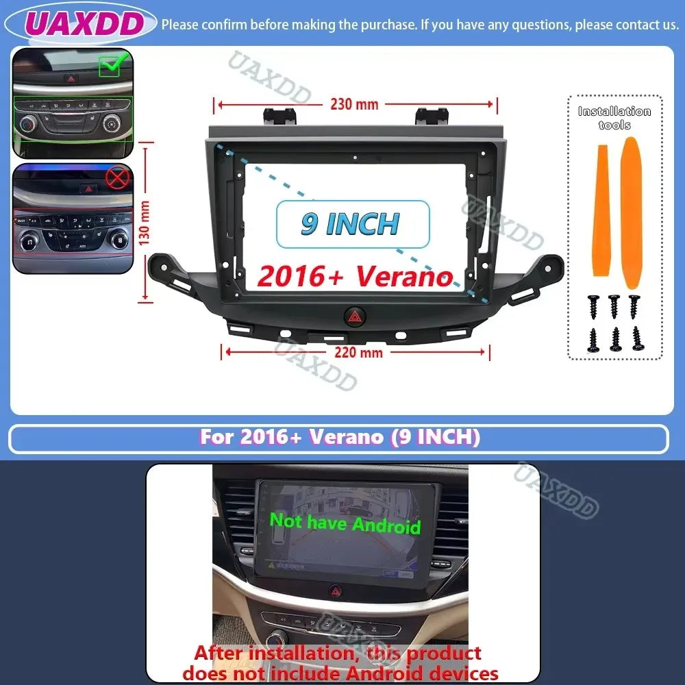 2 Din Car stereo Android For 2015 2016 BUICK Verano GS 9INCH frame panel fascia dashboard