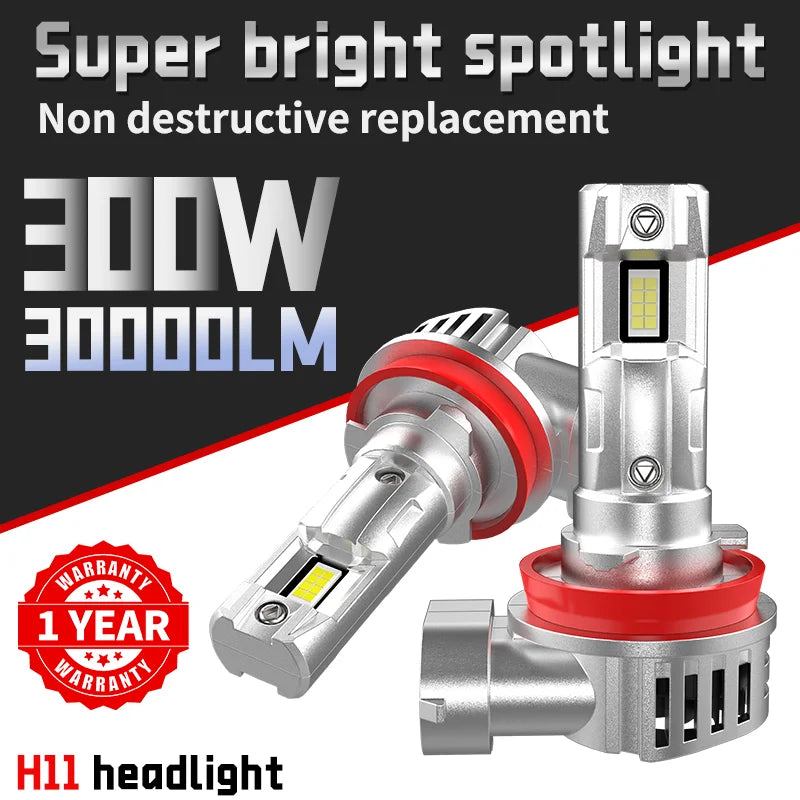 H11 Car LED Fog Light Bulb Auto Headlight 100W H8 H9 12V Car Bulbs Super Bright Turbo Lamp