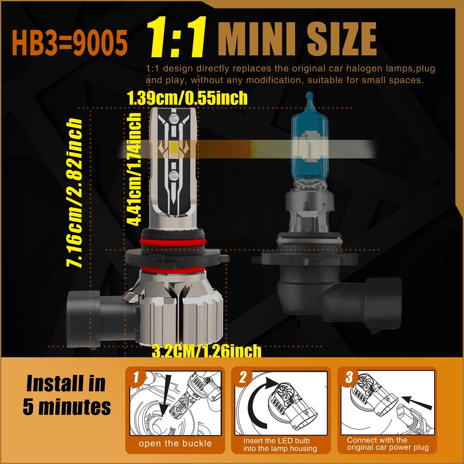 2x HB3 Led Headlight Canbus 9005 Car Bulb High Power 6000K White Light Diode Lamp 12v 55w