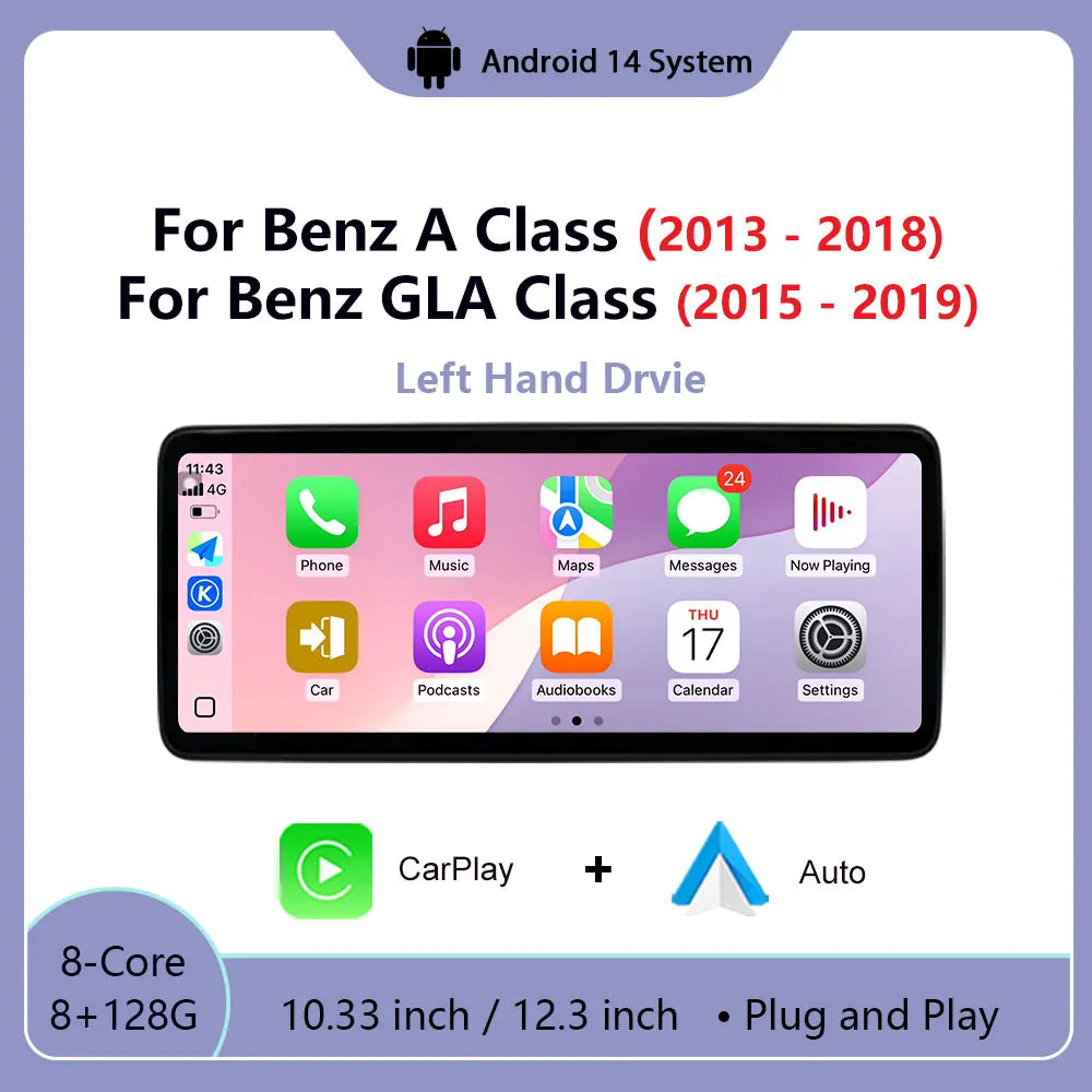 Wireless Carplay Suitable Android For Benz A Class 2013-2018 GLA Class 2015 - 2019 Car GPS
