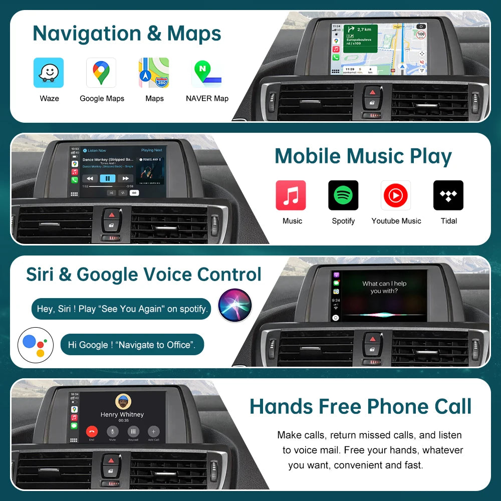 RoadTop Wireless CarPlay For BMW Series 1 2 F20 F21 F22 F23 F45 2012-2020 with Android Aut