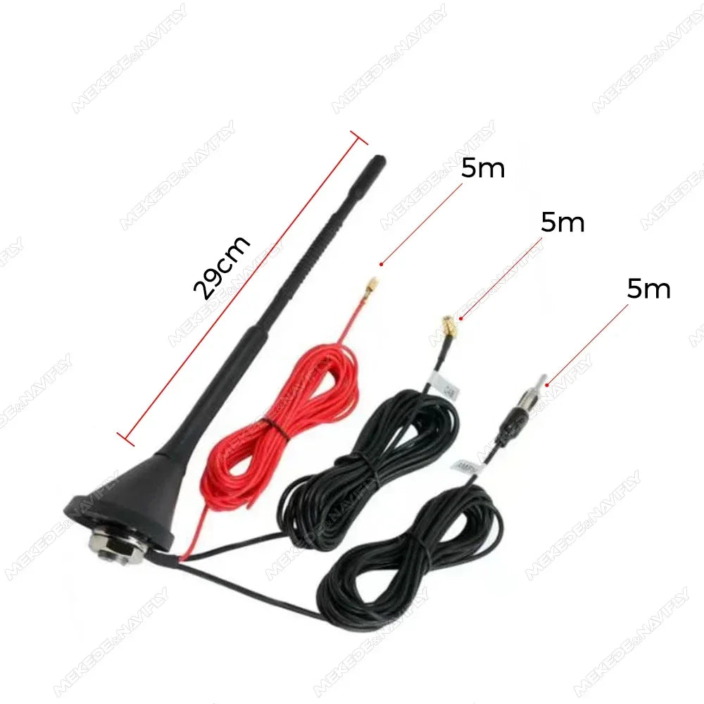 DAB Auto Radio Aerial Amplified Roof Mount Rod Antenna AM/FM Din SMA Male Connector 5m Cab | AUTOKITSHOP