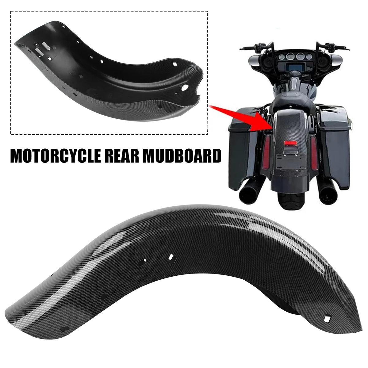 Rear Fender Carbon Fiber Motorcycle Mudguard For Harley CVO Touring Electra Street Road Glide 20 - Automotive LED Light
