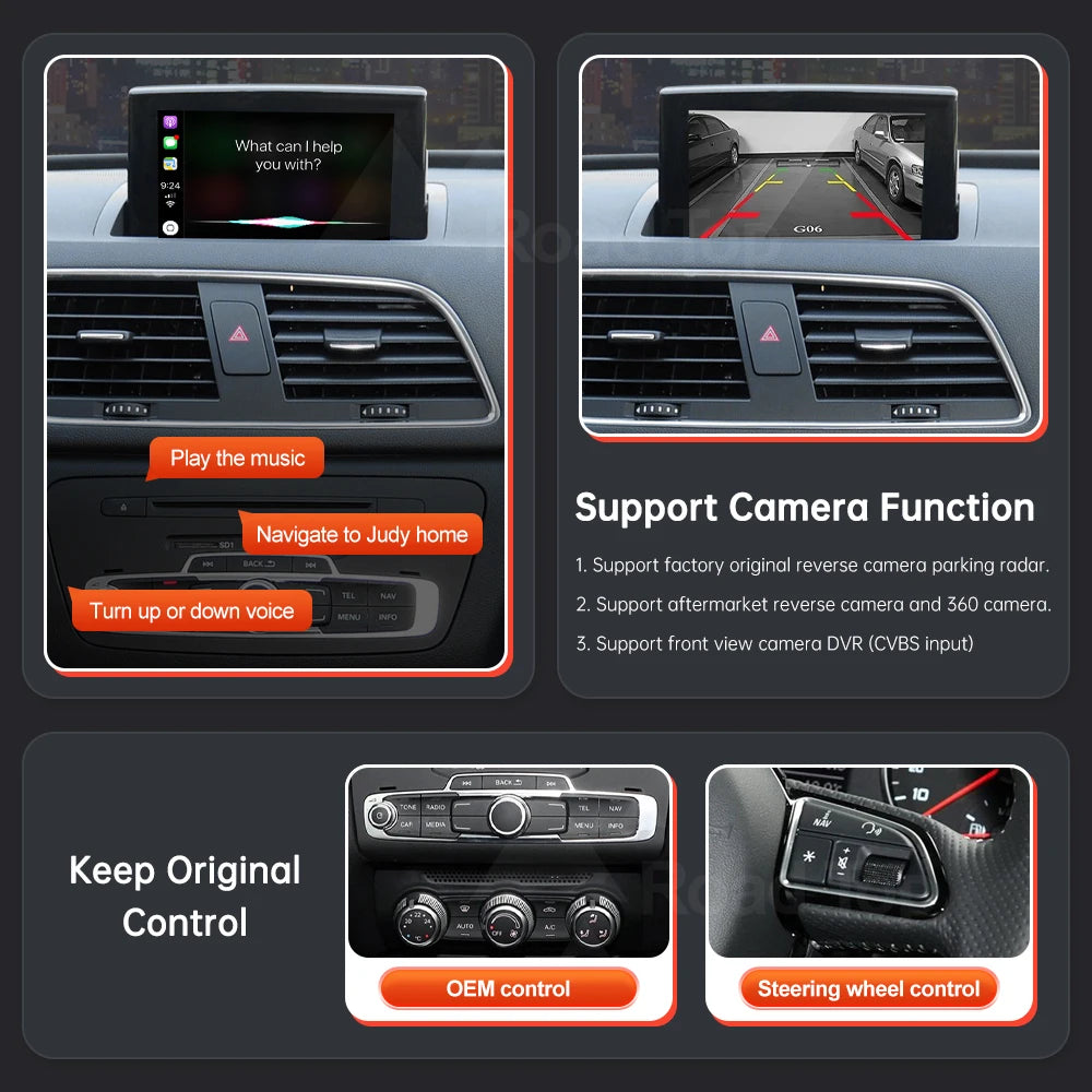 Road Top Wireless CarPlay Android Auto Decoder For Audi A1 Q3 2013-2018 with Mirror Link A | AUTOKITSHOP
