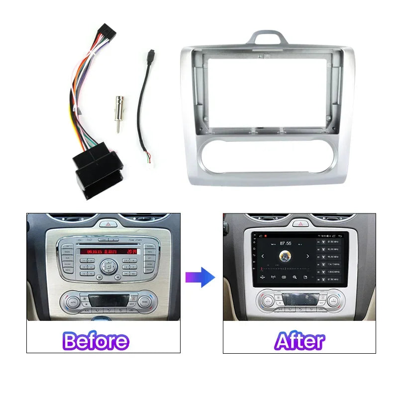 9inch Car Radio Frame Cable Dash Mount Kit for Ford Focus 2 2004-2011 Bezel Faceplate Andr | AUTOKITSHOP