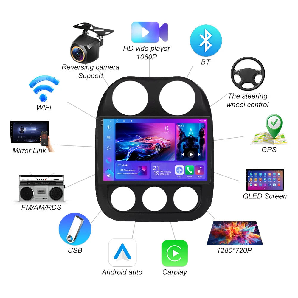 Android 16 For Jeep Compass Patriot 2010 - 2016 Android Car Radio Multimedia Video Player  | AUTOKITSHOP