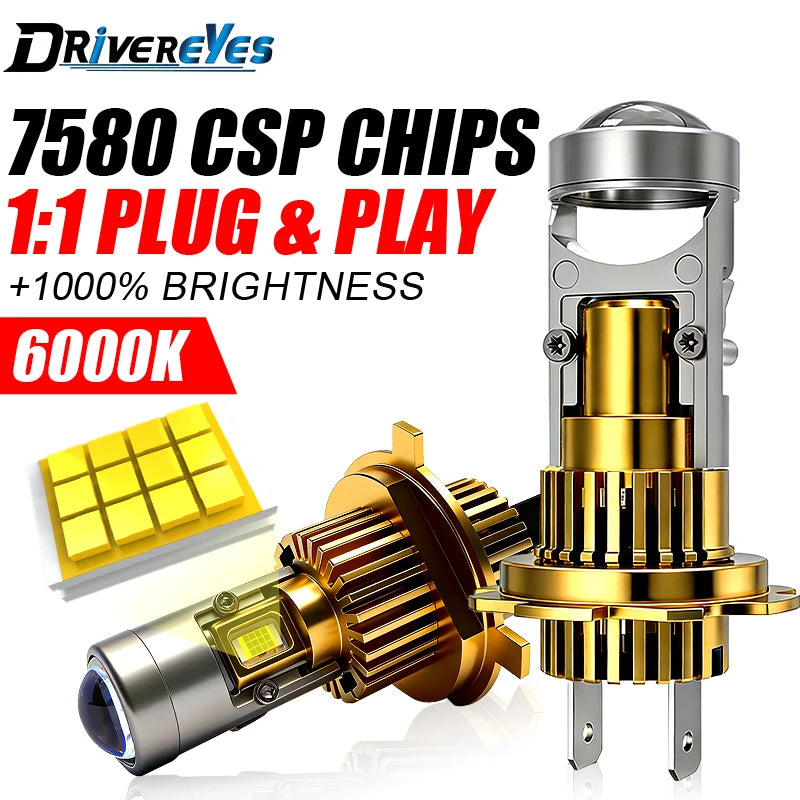 H7 H4 LED Projector Lens H8 H11 9005 HB3 9006 HB4 9012 HIR2 Car Headlight 1:1 Size Plug&Pl