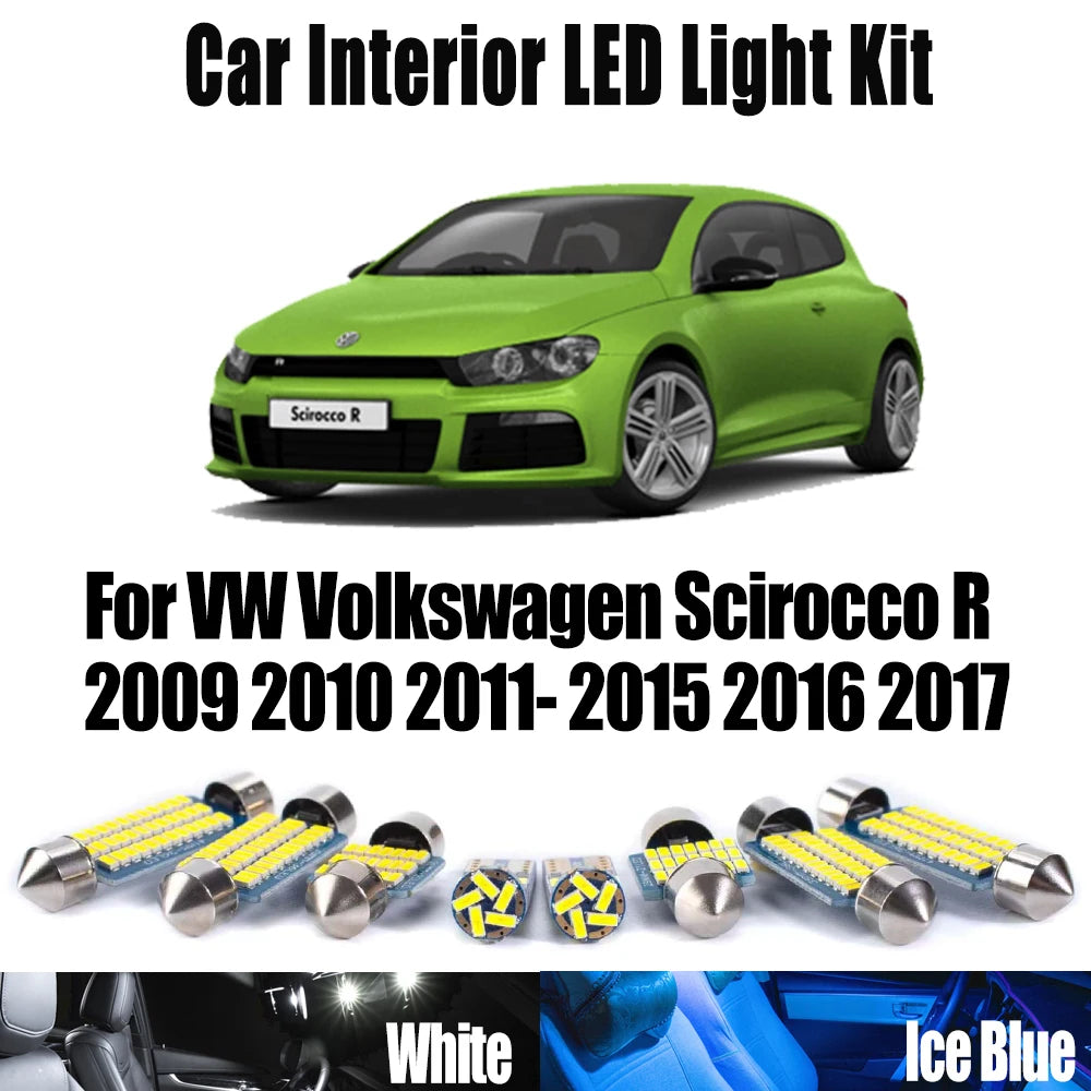 11-Piece LED Interior Light Kit for VW Volkswagen Scirocco R 2011- 2015 - Canbus Dome Map Door Trunk Bulbs | AUTOKITSHOP