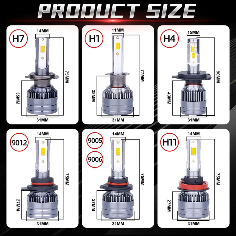 4200000LM 4000W H7 H4 LED Headlight Canbus H11 H1 9005 HB3 H8 H9 9006 HB4 9012 HIR2 4300K