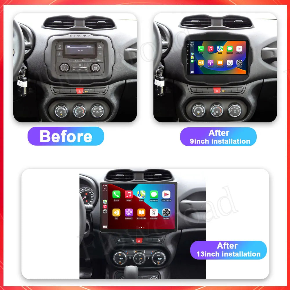 13 Inch Carplay Screen Multimedia Video Player Android 15 For Jeep Renegade 2016-2020 Port | AUTOKITSHOP