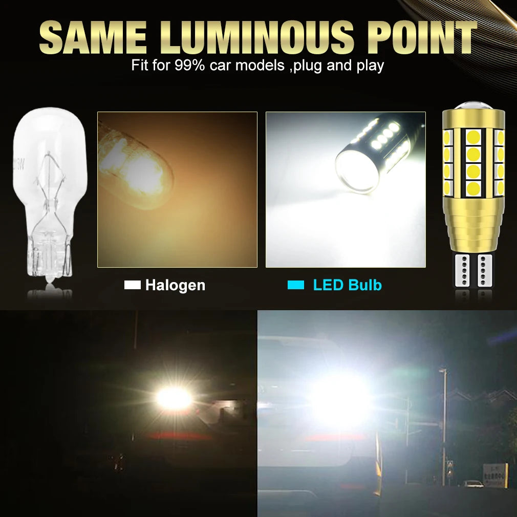 Canbus T15 W16W LED Lamp Light 2000LM 28SMD 3030 912 921 Bulb With Lens Car Backup Reverse