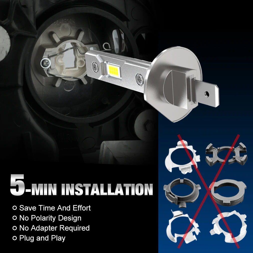 XSTORM H1 H3 LED Headlight Bulb Mini 50W 20000LM CSP for Car Headlamp Fanless Light Auto D