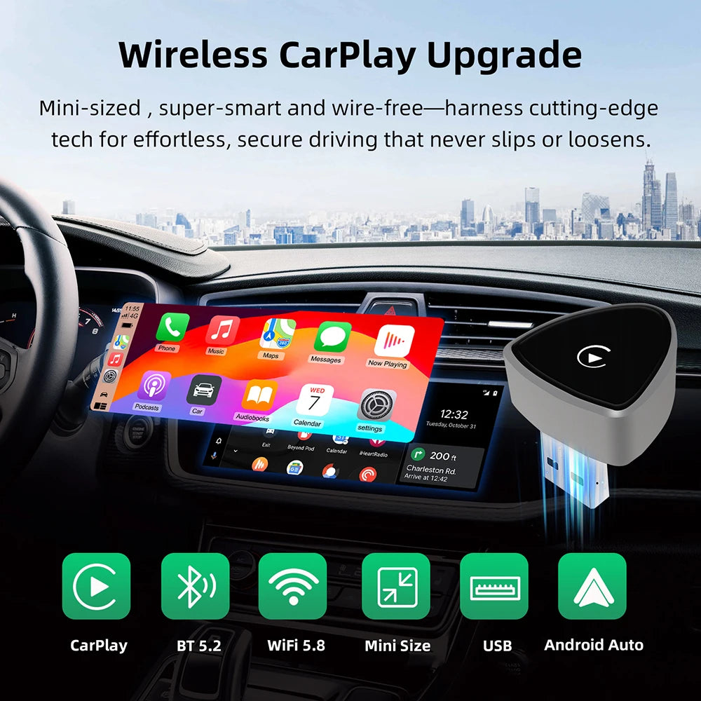 Wireless CarPlay Android Auto Adapter USB Dongle Smart Mini Box Plug And Play Universal Fo | AUTOKITSHOP