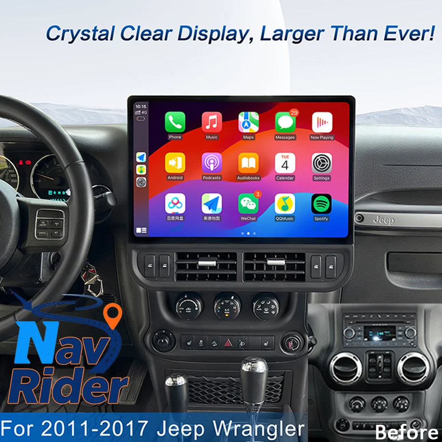 For Jeep Wrangler 2011-2017 Wireless Carplay Android Auto Stereo Navigation GPS Multimedia | AUTOKITSHOP