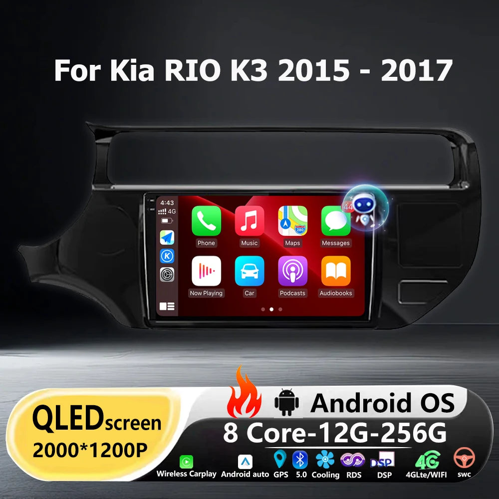 QLED Screen Car Radio Multimedia Video Player GPS Navigation For Kia RIO K3 2015-2017 LHD