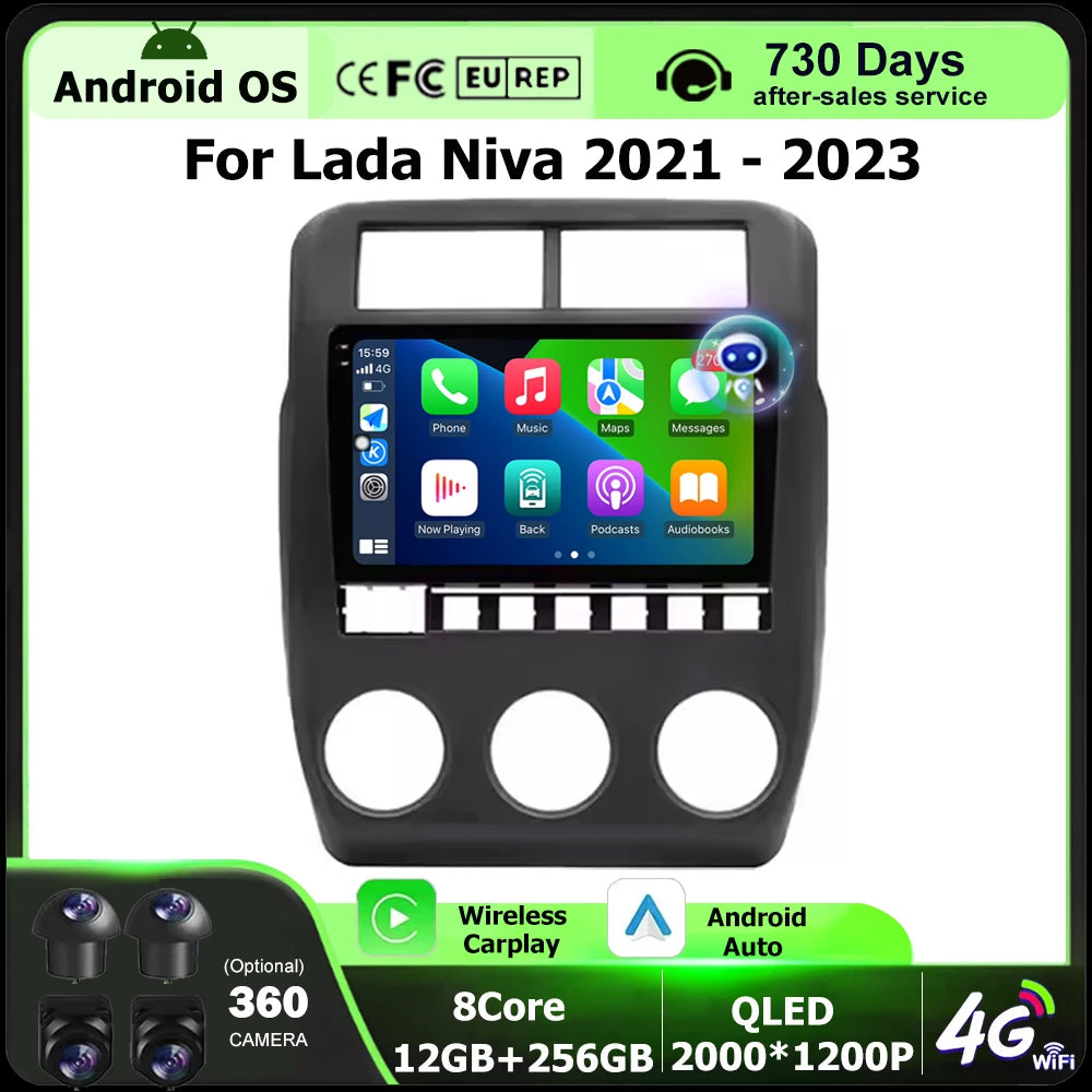 Car Radio Multimedia Video Player GPS Navigation QLED Touch Screen For Lada Niva 2021 - 20