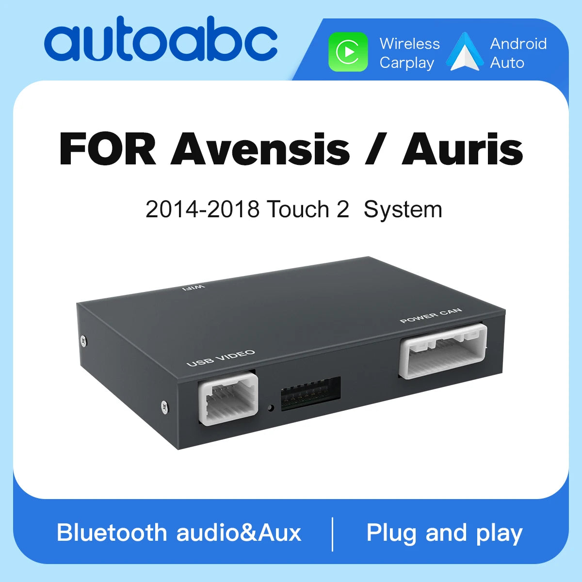 AUTOABC Wireless Carplay Android Auto For Toyota Avensis / Auris 2014-2018 With Multimedia
