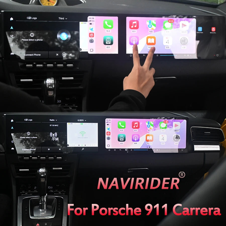 Car Radio 12.3+12.3inch Dual Screen For Porsche 911 991 Carrera‌‌ 2400x900 GPS Multimedia  | AUTOKITSHOP