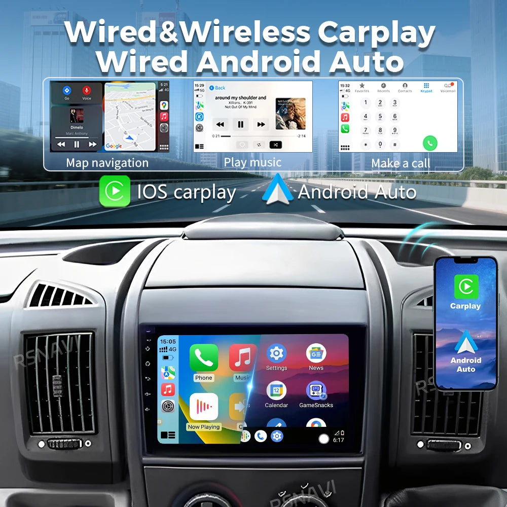 Android 16 For Fiat Ducato 2005 - 2023 2K QLED Android Car Radio Multimedia Video Player S