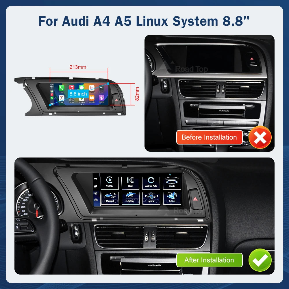 8.9 Inch Multimedia Display For Audi A4 S4 B8 2013-2015 Airplay Miracast Function Touch Sc | AUTOKITSHOP